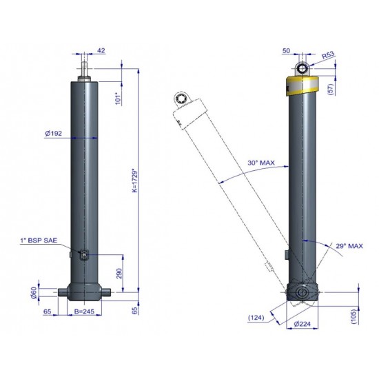 Циліндр HYVA FE A169-5-07030 без кріплення Циліндр HYVA FE A169-5-07030 без кріплення