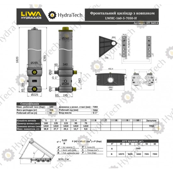 Циліндр Liwa 160-5-7050 H Циліндр Liwa 160-5-7050 H