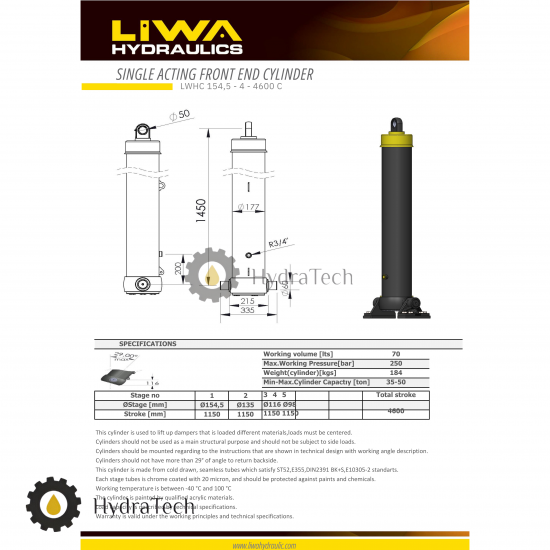 Циліндр Liwa 154,5-4-4600 C