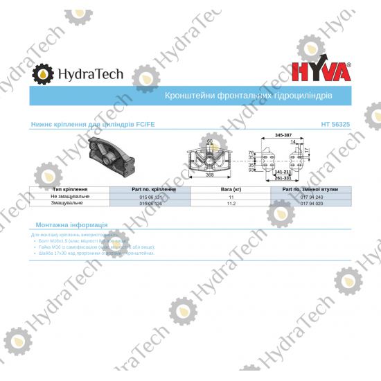 Нижнє кріплення для циліндра HYVA Ø60 Нижнє кріплення для циліндра HYVA Ø60