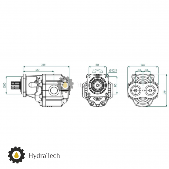 Шестеренчастий гідравлічний насос HYVA 82л. ISO (bi rotation)